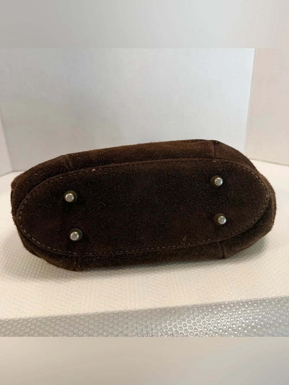 60s Dark Brown Suede Top-Handle Satchel